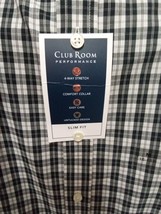 Mens Club Room Plaid Slim Fit Button-Down Shirt White/Black. M, 15/15.5 124e JS - £12.93 GBP