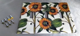 Mulberry Garden Sunflowers Metal Triple Light Switch Plate Cover - £11.46 GBP