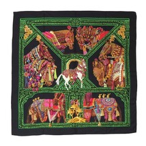 Hermes Scarf La Danse du Cheval Marwari 90 cm silk black green Carre horse 35&quot; - £589.01 GBP