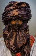 Original Tuareg Indigo Scarf, Tribal tie dye scarf, Nomad Tagelmust, Lon... - £63.75 GBP