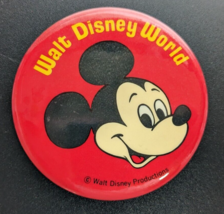 Vintage 1970s Mickey Mouse Red Pinback Button 3.5” Walt Disney World Pro... - $13.85