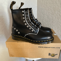 Dr. Martens 1460 Stud Lace-Up Studded Leather Boot, Size 8, Black/Silver... - $167.37