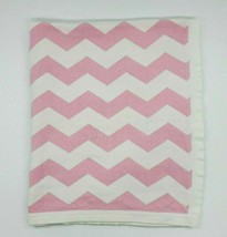 Baby Girl Knit Blanket Pink White Chevron Cotton Security B89 - £23.52 GBP