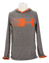 Under Armour Youth Boy&#39;s XL Gray Hooded Shirt Long Sleeve Breathable Hoodie - $34.64