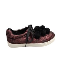 Sam Edelman Circus Metallic Pom Pom Sneakers Womens Size 7 Black Maroon ... - $24.70