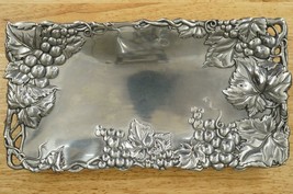Arthur Court Cast Metal Tray 1996 Aluminum Metalware Oblong Grape Leaf Cluster - £22.82 GBP