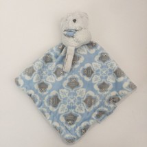 Blankets & Beyond Blue White Bear Owl Lovey Security Blanket Pacifier Holder - $12.65