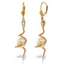 Galaxy Gold GG 8.06 CT. 14k Rose Gold Snake Earrings with Pear Shape Pearls and  - £553.94 GBP