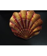Decorative Spun Glass  Scallop Shell Copper Canapé Plate or Accent Piece  - $20.99