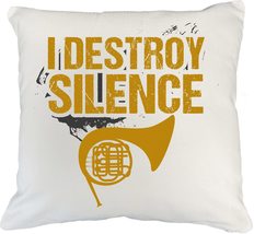 Make Your Mark Design I Destroy Silence. Musician White Pillow Cover for French  - £19.73 GBP+