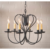 Large Rustic Wrought Iron Heart Chandelier 6 Candle Hanging Light Usa Handmade - £304.65 GBP