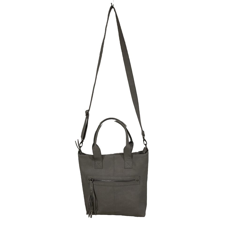 Womens Shoulder Bag Purse Floral Lined Fabric Gray Silver Hardware Fring... - $12.77