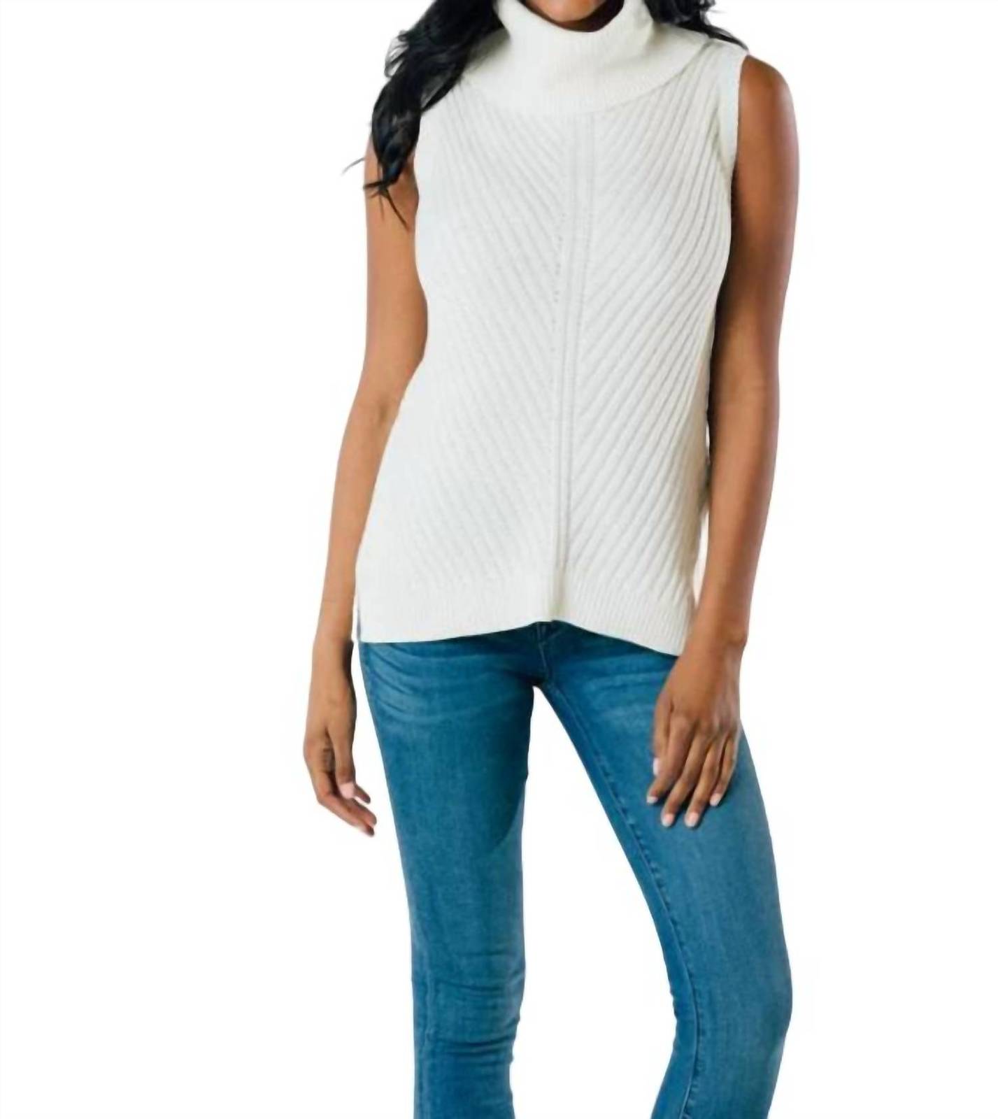 Sail To Sable sleeveless turtleneck sweater in WHITE
