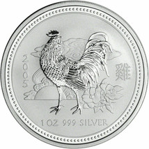 2005 Australia 1 oz Silver Year of the Rooster BU (Series I) silver Coin - £58.87 GBP