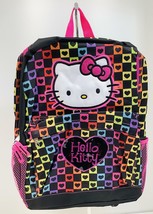 Hello Kitty &quot;Rainbow Hearts&quot; Checker Backpack For Girl&#39;s W/ 2 Large Compartments - £19.46 GBP