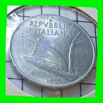  1955-R Italy 10 Lire Aluminum Coin - Vintage World Coin - £11.66 GBP
