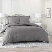 Double Brushed Duvet Cover With Button Closure 1 King Size 2 Pillow Shams NEW - £41.59 GBP