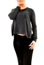 SUNDRY Womens Sweatshirt Open Sides Long Sleeve Casual Gray Size US 1  - $35.88