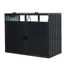 2-Can Outdoor Trash Bin Storage Shed - Stainless Galvanized Steel - $209.99