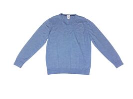 Gap Mens L Tall 100% Merino Wool Machine Washable V-Neck Sky Blue Sweater  - $19.60