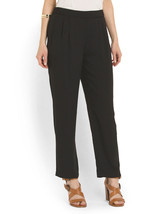 NWT Ellen Tracy Black Soft Fluid Stretch Crepe Pleated Pull-on Crop Pants 12 - £9.48 GBP