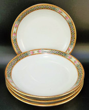 J Pouyat Limoges French Dinnerware Porcelain Band Pink Roses Berry Bowls... - $17.82