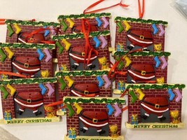 Lot of 10 Santa in chimney Merry Christmas  resin ornament 3&quot; hanging decoration - £5.17 GBP