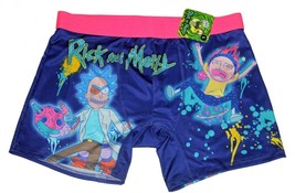 Rick and Morty Solar Paint Splatter Cobalt Blue Pink Band Boxers Men&#39;s NWT - £15.17 GBP