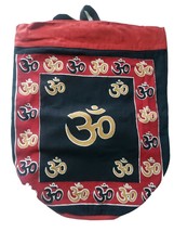 Heavy Cotton Yoga Gym Back Pack, OM  Design Red and Black World Shipping - £11.61 GBP