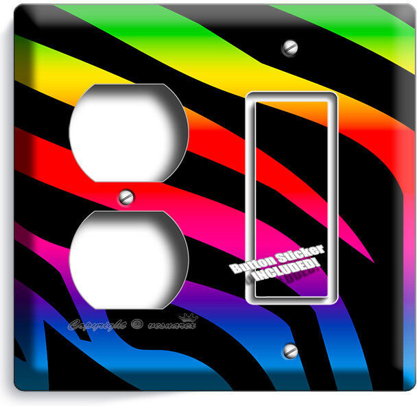 RAINBOW ZEBRA STRIPES ANIMAL PRINT LIGHT SWITCH OUTLET WALL PLATE HOME ART DECOR Item image 14