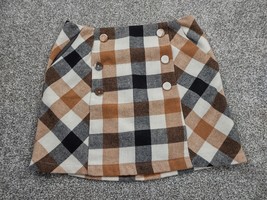Forever 21 Skirt Womens Small Brown Plaid Mini Pockets Button Front Business - £11.84 GBP