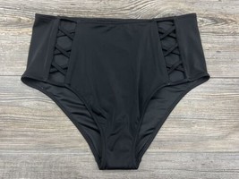 Shade &amp; Shore Swimsuit Bottoms Black Cut-Out Sides Size Medium - £10.16 GBP