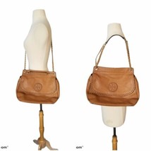 Tory Burch camel beige Logo Chain Fap Crossbody convertible satchel purse Bag - £158.76 GBP
