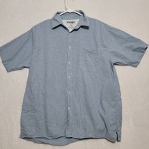 Wrangler Men&#39;s Shirt Size L Large Blue Button Up Short Sleeve Casual - $16.87