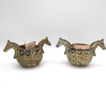 Vintage Set of 2 Tokheim Stoneware handmade Two headed Horse Head Ale Bo... - £81.88 GBP