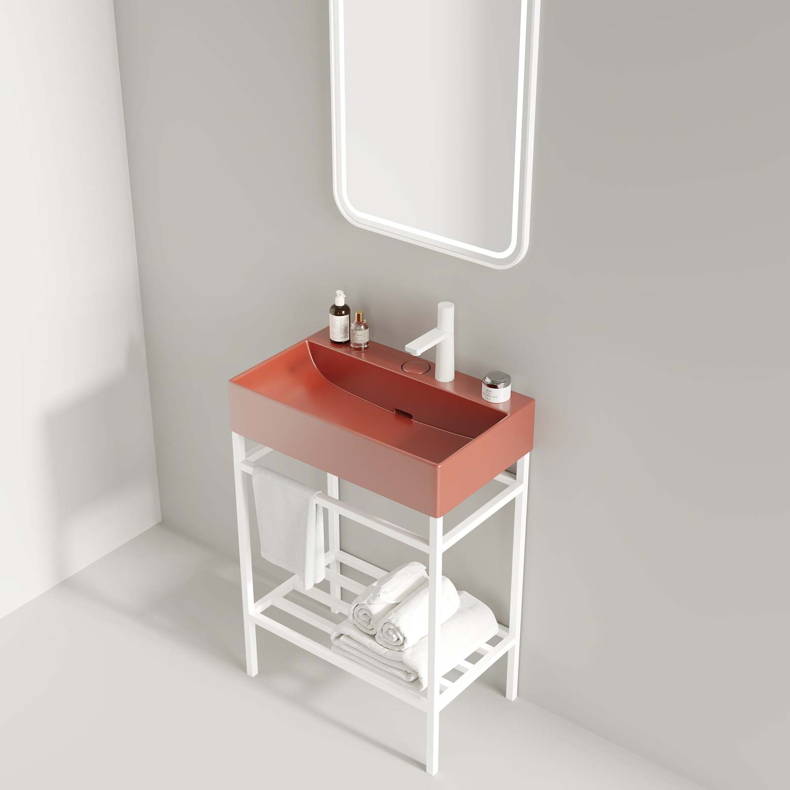 LOFI Red Bathroom Vanity Set with Shelves Item image 2