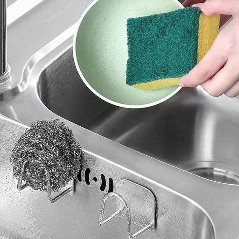 House Home Kitchen Stainless Steel Sponges Holder Self Self AdhesiveSink Sponges - £19.98 GBP