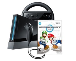 Black Wii Console And Mario Kart Wii Bundle. - £207.77 GBP