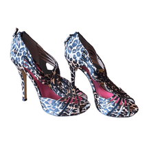 Betsey Johnson Womens 7 Brown Leopard Print Strappy Heels Stilletos Mob Wife - £29.88 GBP