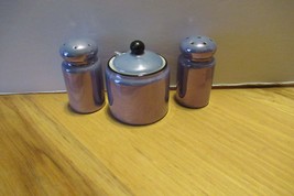 Miniature Iridescent Blue Lusterware Condiment Set with Jar with Lid and... - $15.00