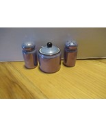 Miniature Iridescent Blue Lusterware Condiment Set with Jar with Lid and... - $285.54 MXN