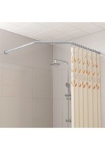 Stainless Steel Diamond Shaped Corner Shower Curtain Rod Larger Silver - $438.18 MXN