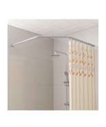 Stainless Steel Diamond Shaped Corner Shower Curtain Rod Larger Silver - $433.30 MXN