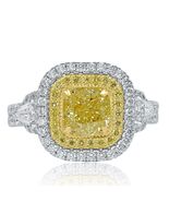 GIA Certified 2.43 TCW Cushion Light Yellow Diamond Engagement Ring 18K ... - $143,077.23 MXN