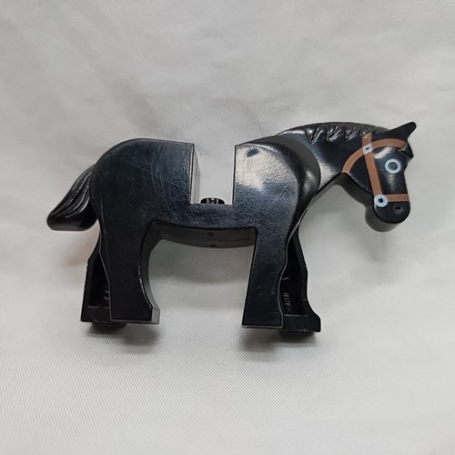 Vintage Lego Back Horse White Eyes Brown Bridle - $9.89