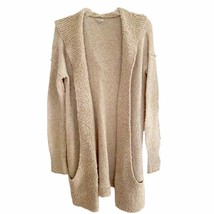 Urban Outfitters Ecote Tan Boucle Wool Blend Knit Hooded Long Cardigan Medium - £29.96 GBP