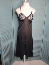 Nan Flower Vintage Sleeveless Black Long Dress Gown Lingerie ~ Sz S ~ La... - £35.96 GBP