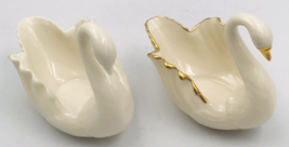Two (2) Vintage Lenox China Small Swan Trinket Dish USA w/24K Gold 4&quot; Tall - £14.70 GBP