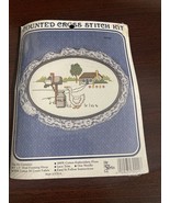 VTG New Berlin Counted Cross Stitch Kit Lace Trimmed Hoop Farm Cottage C... - $168.59 MXN