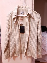 Guess Collection Women’s Beige Striped Silk Top Size 4  - £31.97 GBP